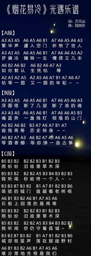 光遇烟花易冷数字简谱(图2)